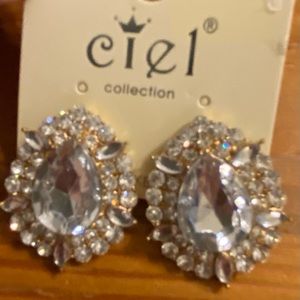 Ciel Rhinestone Costume Wedding Pageant Earrings Pierced